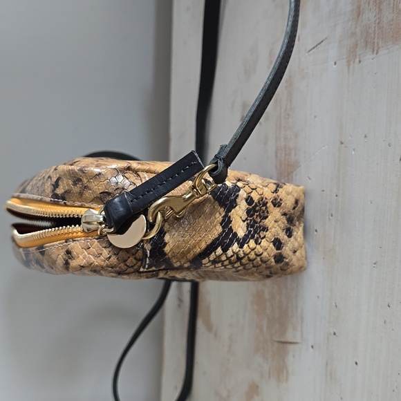 Clare V Women's. Midi Sac Bag Tan Spring Snake Evergreen/Navy/Red Stripe - Picture 3 of 11